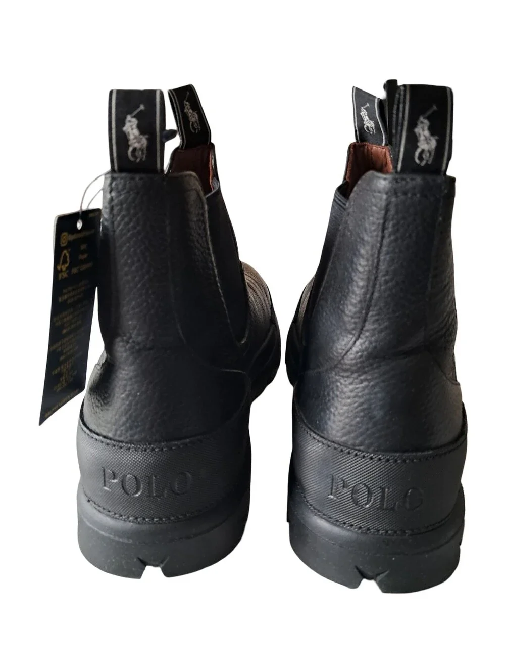 Polo Ralph Lauren Mens Oslo Leather Chelsea Black Boots Size 9.5 New